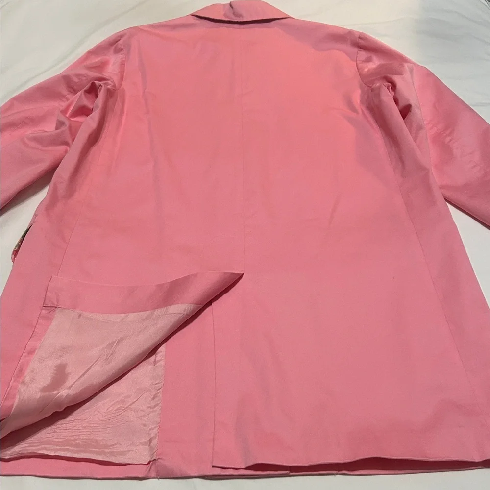 Lilly Pulitzer Pink Collared Trench Coat Cotton L